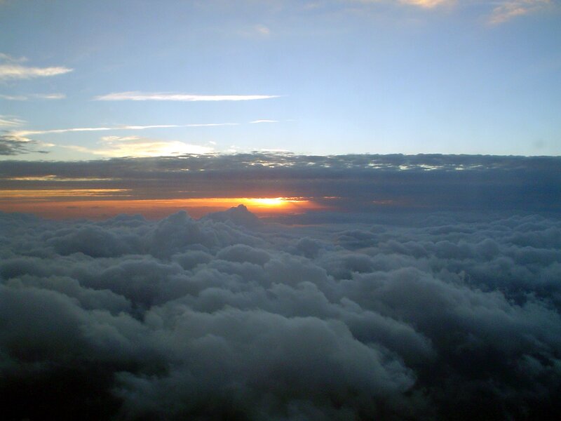 Sunrise over Clouds — Blue, Serene, Photograph, Sky