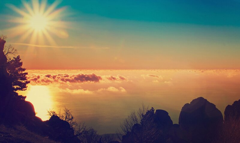 Sunrise over Clouds — Blue, Serene