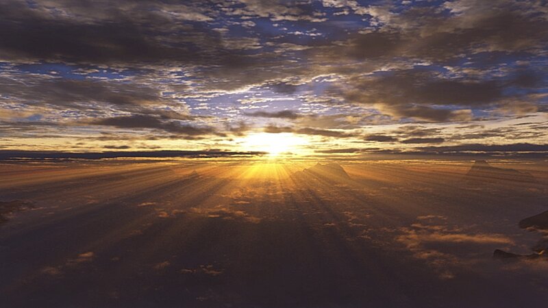 Sunrise over Clouds — Gold, Dramatic, Digital Art