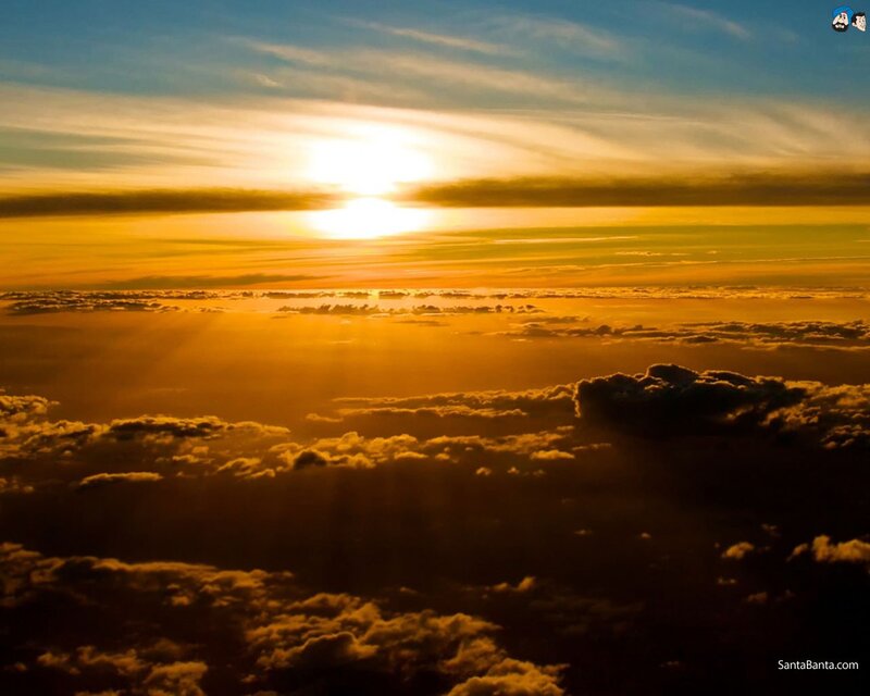 Sunrise over Clouds — Gold, Serene, Photograph