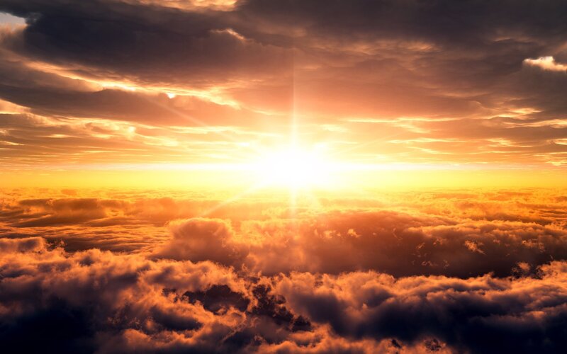 Sunrise over Clouds — Gray