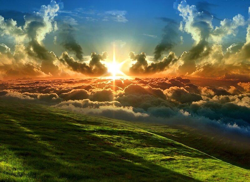 Sunrise over Clouds — Green