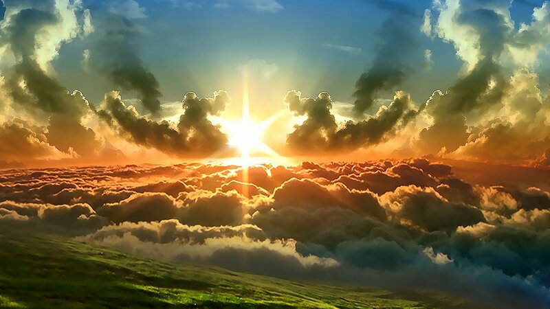 Sunrise over Clouds — Orange, Dramatic, Digital Art, Sky, Sun