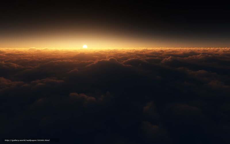 Sunrise over Clouds — Orange, Dramatic, Digital Art, Sun