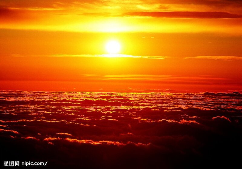 Sunrise over Clouds — Orange, Dramatic, Photograph, Sun, Sky, Yellow, Red