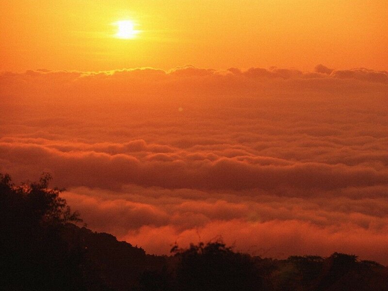 Sunrise over Clouds — Orange, Serene, Photograph, Sky