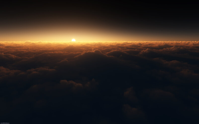 Sunrise over Clouds — Orange, Serene, Photograph, Sun