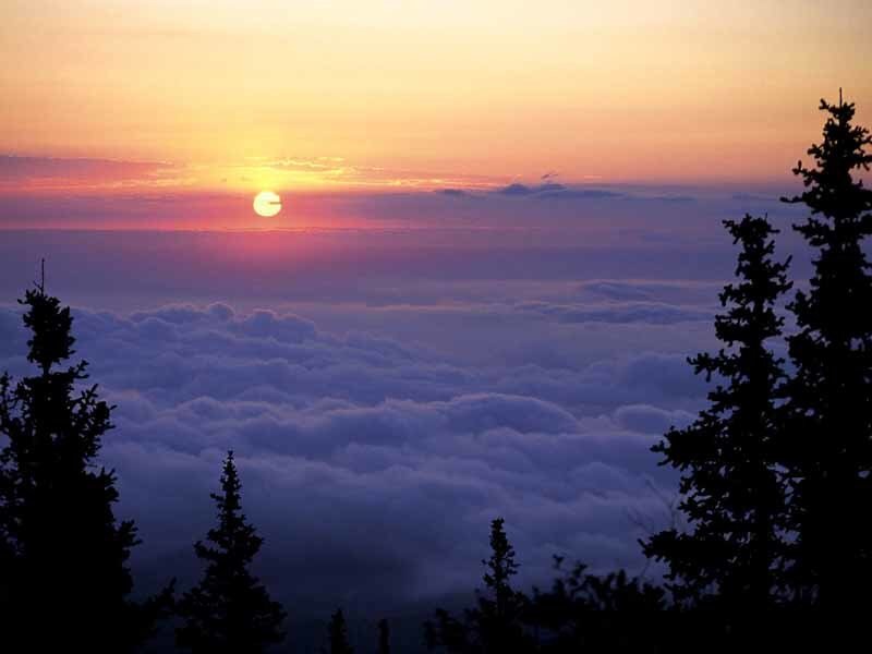 Sunrise over Clouds — Orange, Serene, Photograph