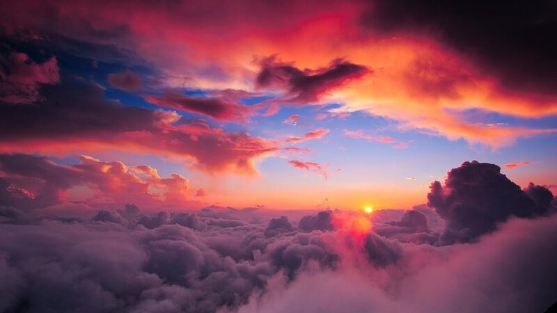 Sunrise over Clouds — Pink