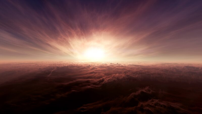 Sunrise over Clouds — Purple, Dramatic