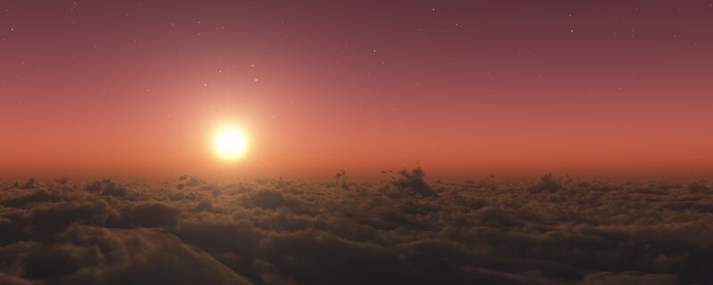 Sunrise over Clouds — Red