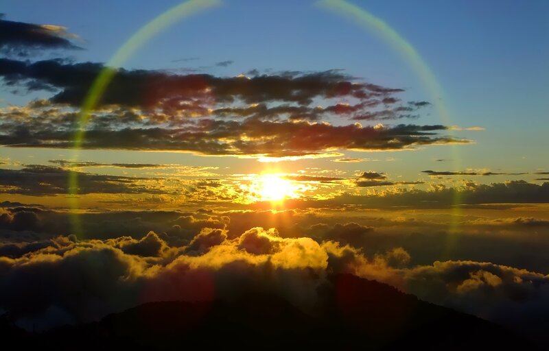 Sunrise over Clouds — Yellow, Dramatic, Photograph, Mountain, Sun
