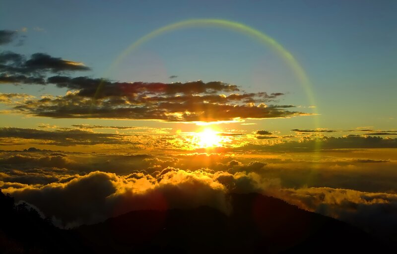 Sunrise over Clouds — Yellow, Dramatic, Photograph, Mountain