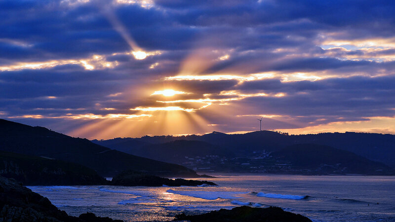 Sunrise over Coastal Hills — Blue