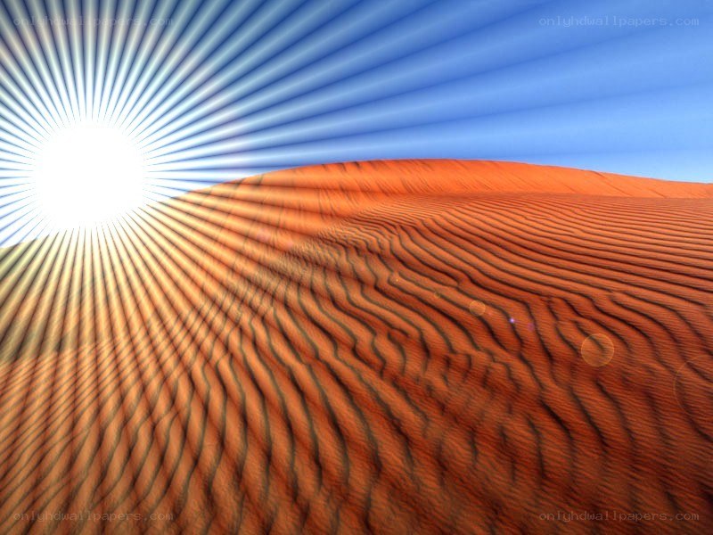 Sunrise over desert dunes
