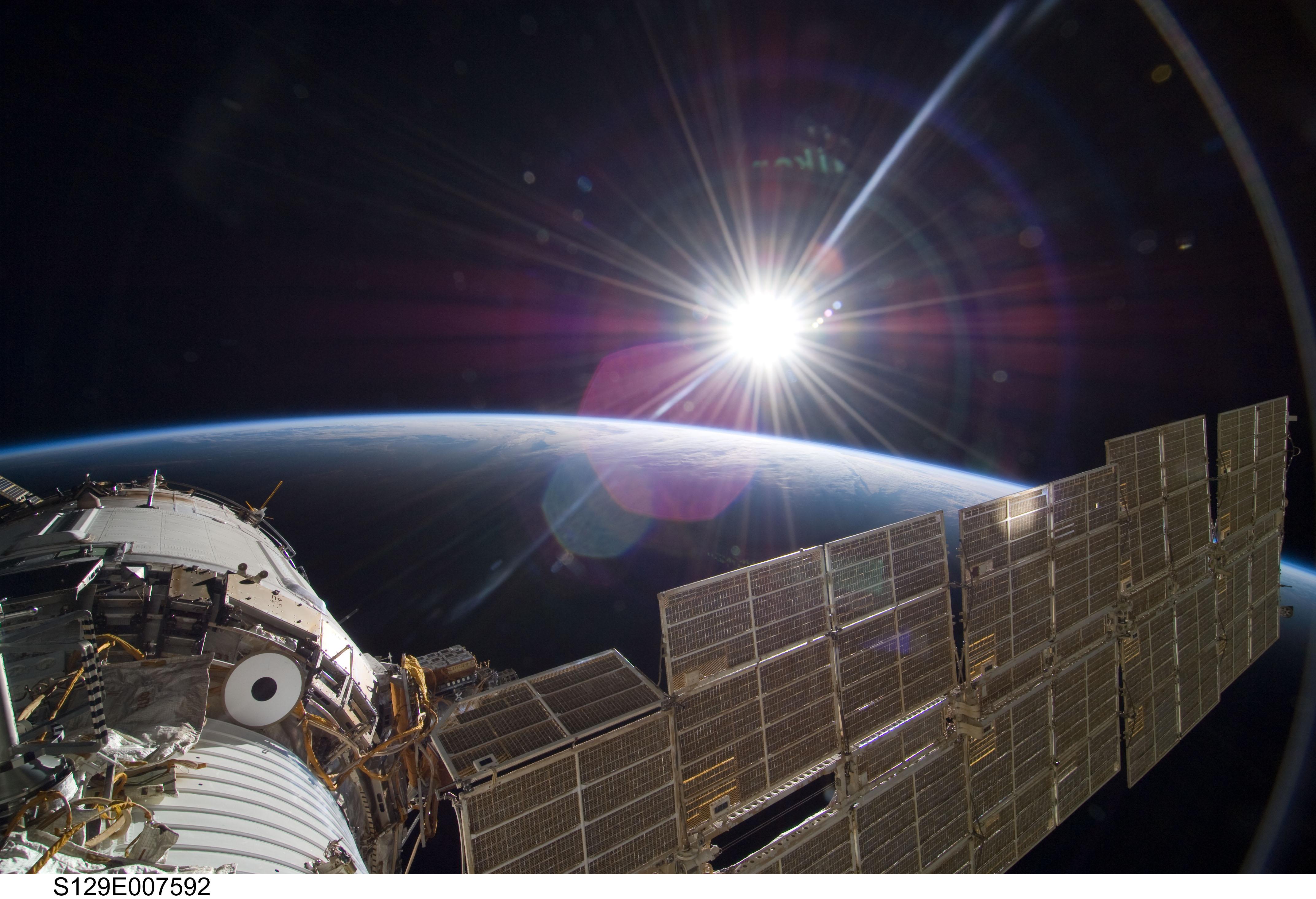 Sunrise over Earth from space