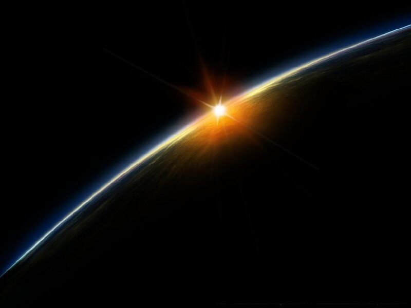 Sunrise over Earth from space