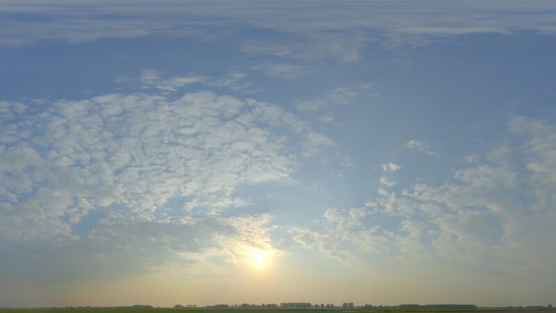 Sunrise over Field — Blue, Serene, Photograph, Sun, Clouds