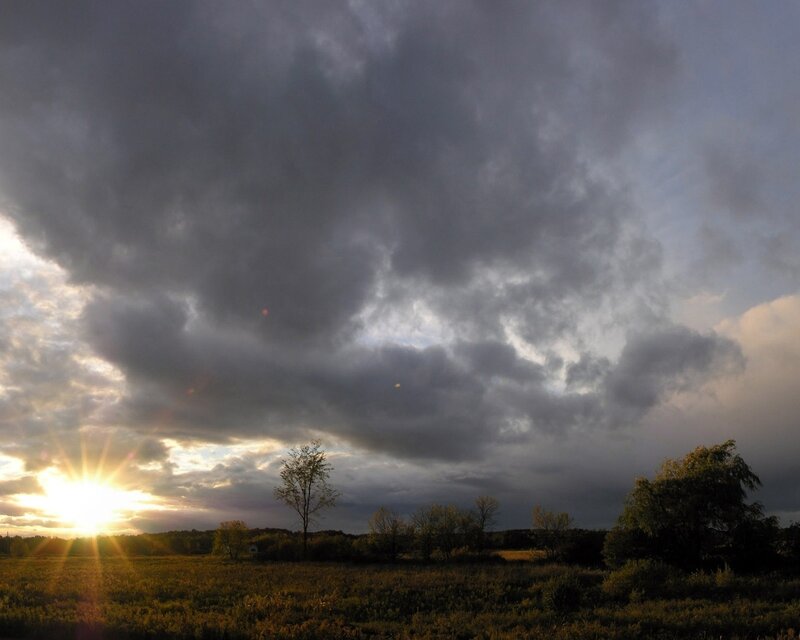 Sunrise over Field — Gray, Dramatic