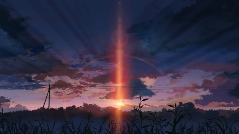 Sunrise over Field — Purple, Serene, Anime