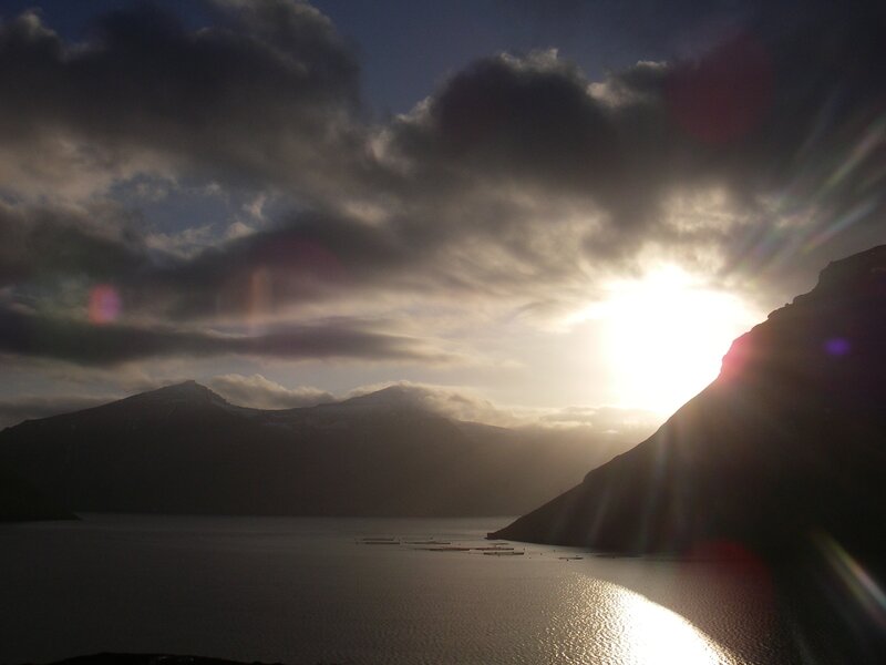 Sunrise over Fjord — Blue, Dramatic, Photograph
