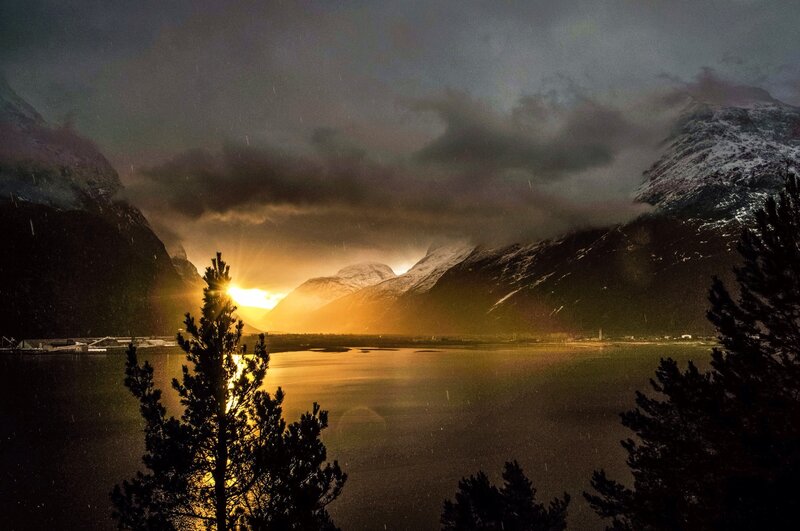 Sunrise over Fjord — Gold