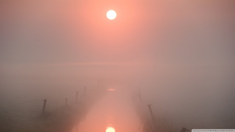 Sunrise over Foggy Canal