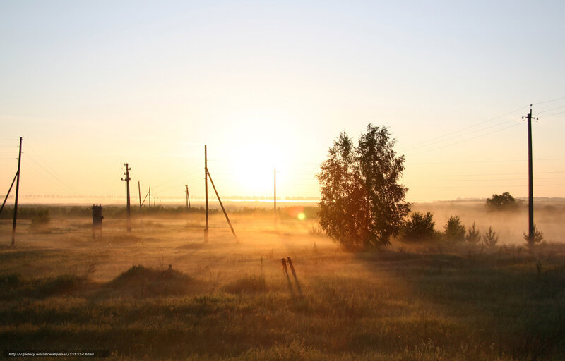 Sunrise over Foggy Field — Orange