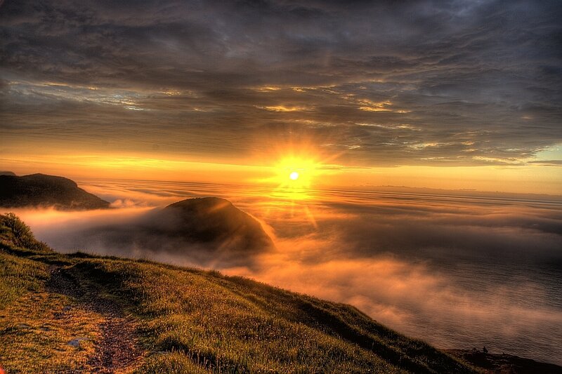 Sunrise over Foggy Hills — Orange