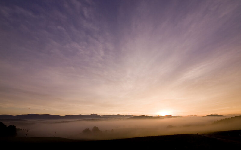 Sunrise over Foggy Hills — Purple