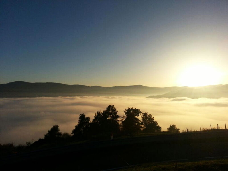 Sunrise over Foggy Valley — Blue, Serene, Photograph
