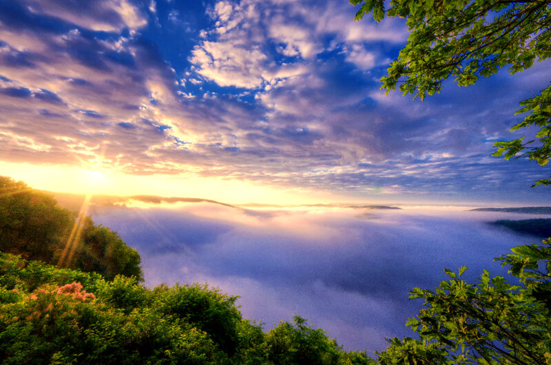Sunrise over Foggy Valley — Blue, Serene