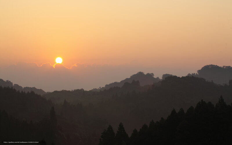 Sunrise over Forested Hills — Orange