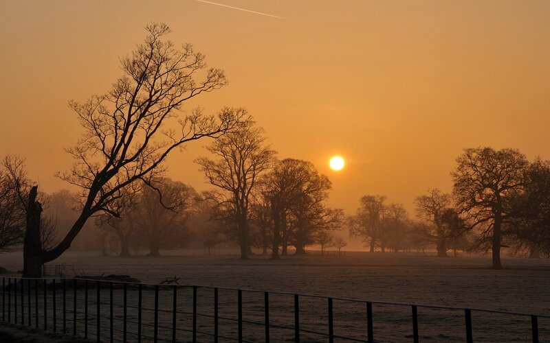 Sunrise over Frosty Field — Orange