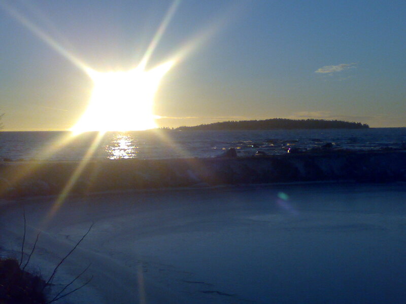 Sunrise over Frozen Lake — Blue, Serene