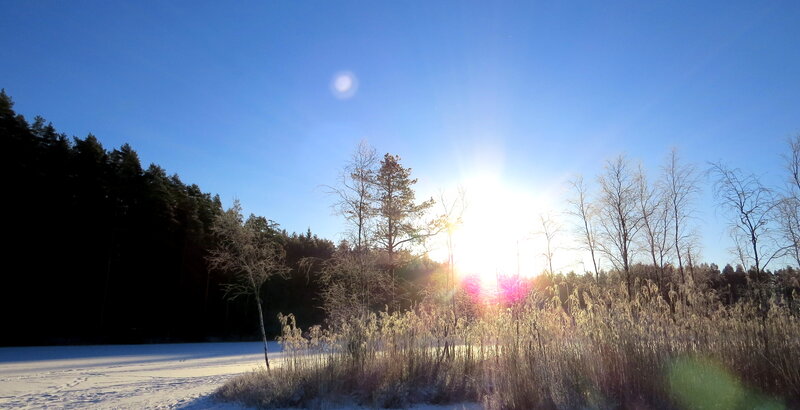 Sunrise over Frozen Lake — Blue, Serene, Winter