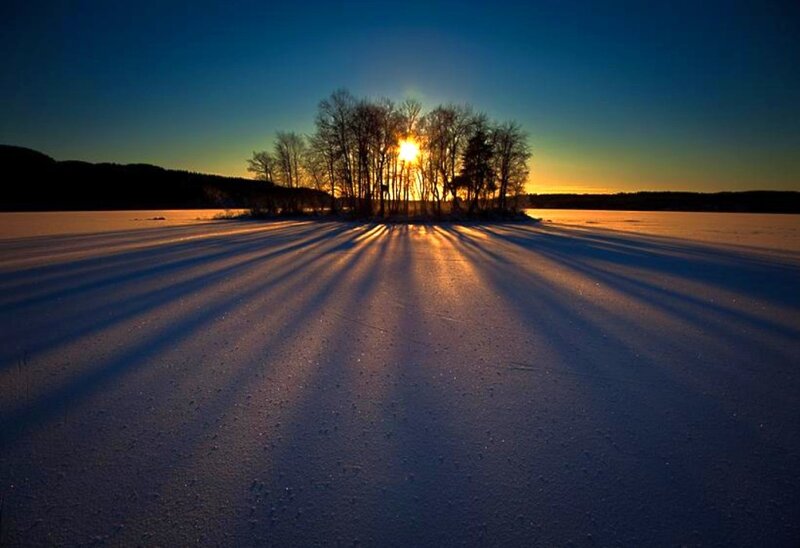 Sunrise over Frozen Lake — Blue