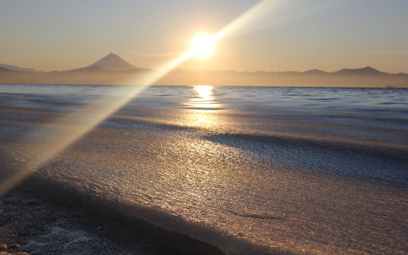Sunrise over Frozen Lake — Gold