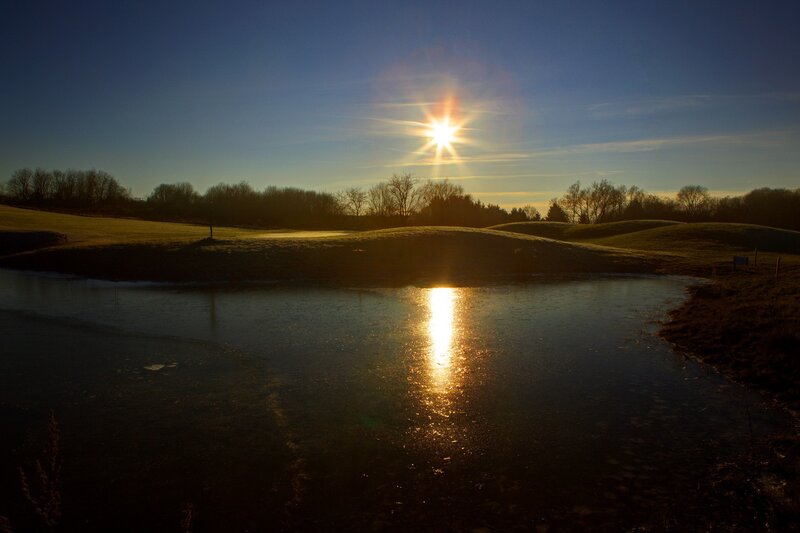 Sunrise over Frozen Pond — Blue