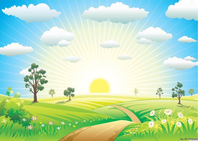 Sunrise over Green Hills — Serene, Illustration