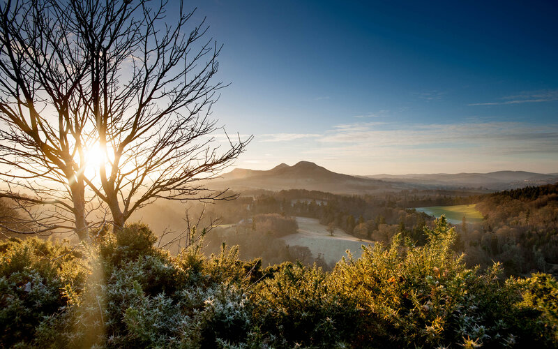 Sunrise over Hills — Blue, Serene, Photograph