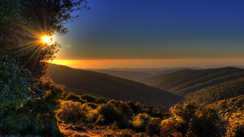 Sunrise over Hills — Blue, Serene