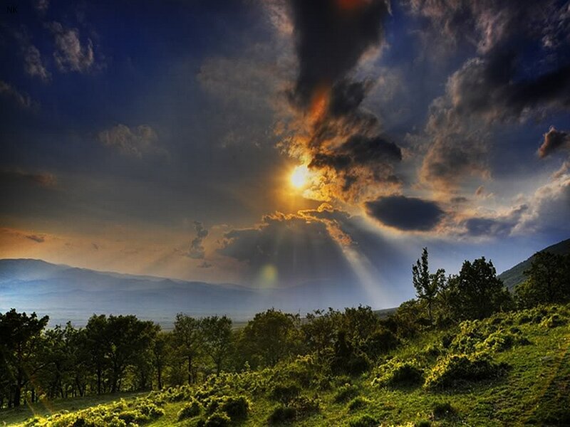 Sunrise over Hills — Blue