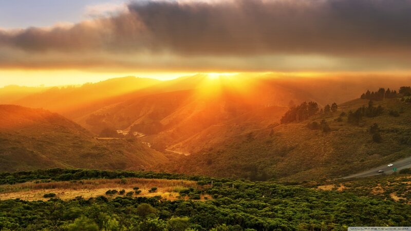 Sunrise over Hills — Orange, Dramatic, Sunset