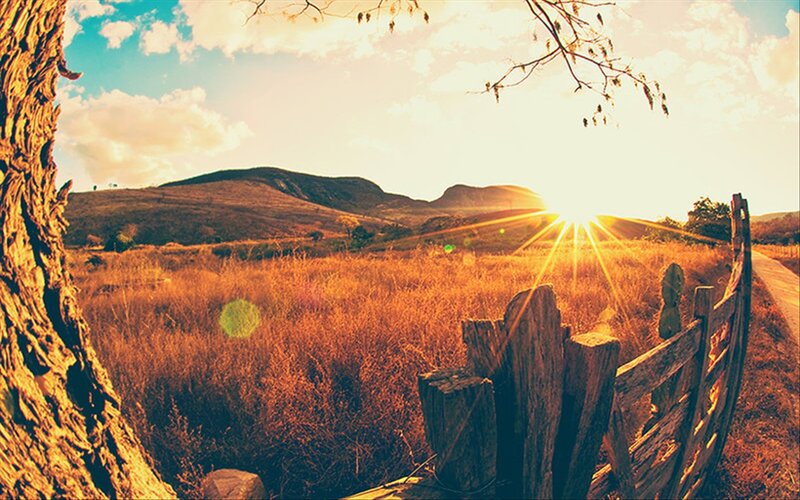 Sunrise over Hills — Orange, Serene, Sunset