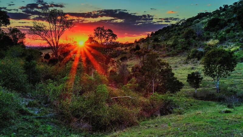 Sunrise over Hills — Red, Dramatic