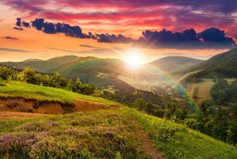Sunrise over Hills — Red