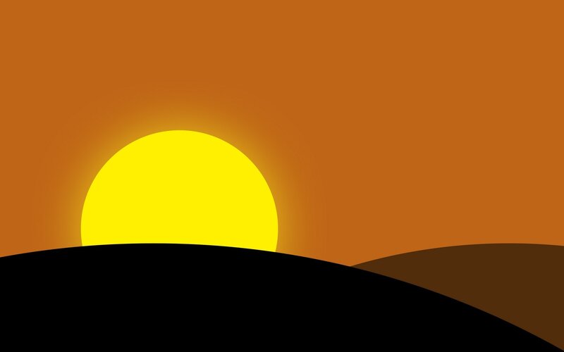 Sunrise over Hills — Yellow, Serene, Minimalist