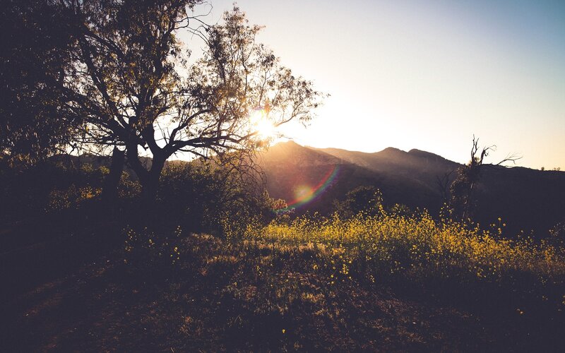 Sunrise over Hills — Yellow, Serene, Sunset