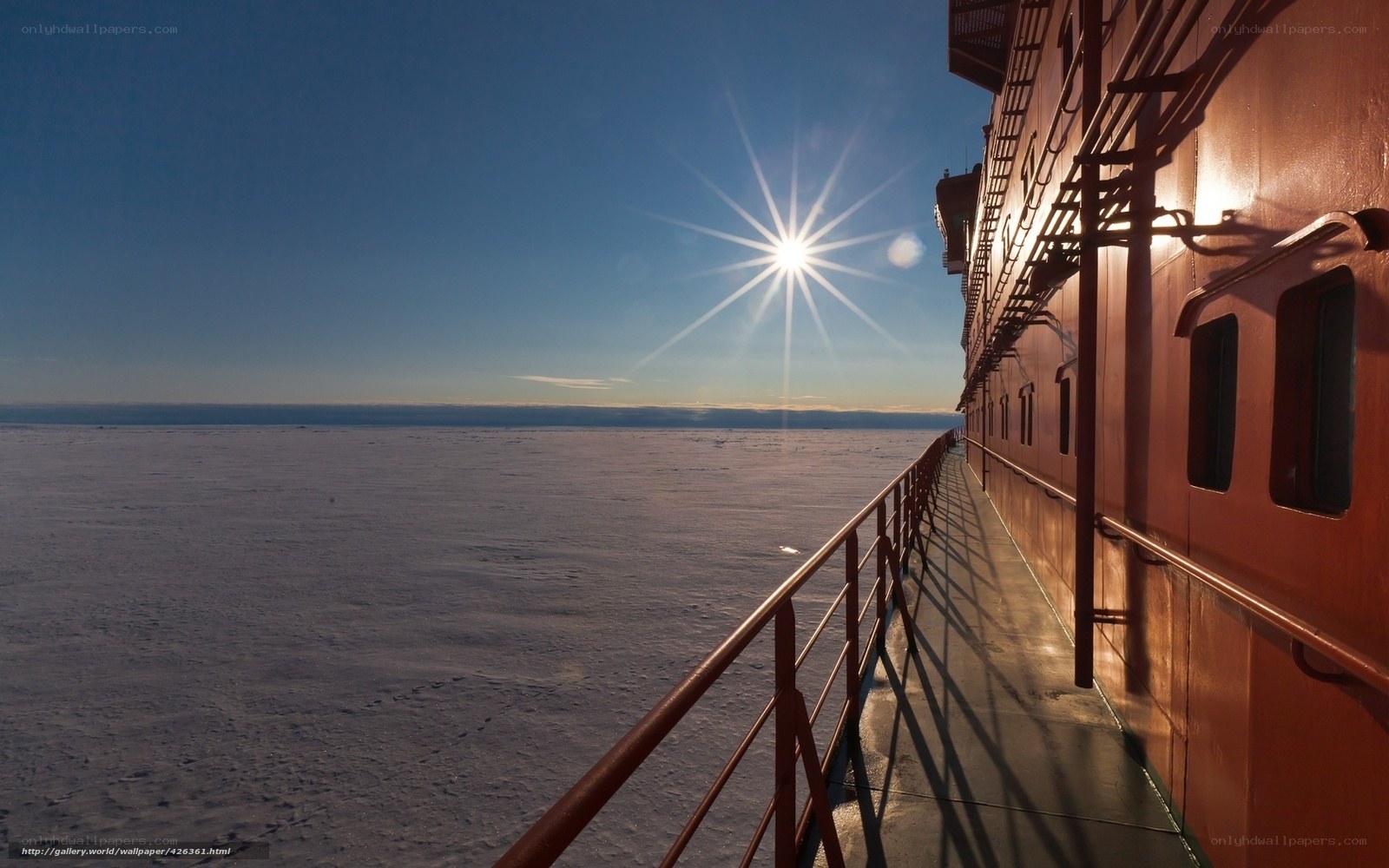 Sunrise over ice-covered sea